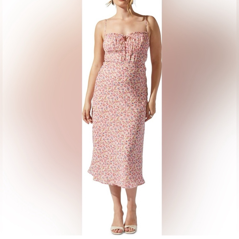 ASTR Floral Pink Midi Dress